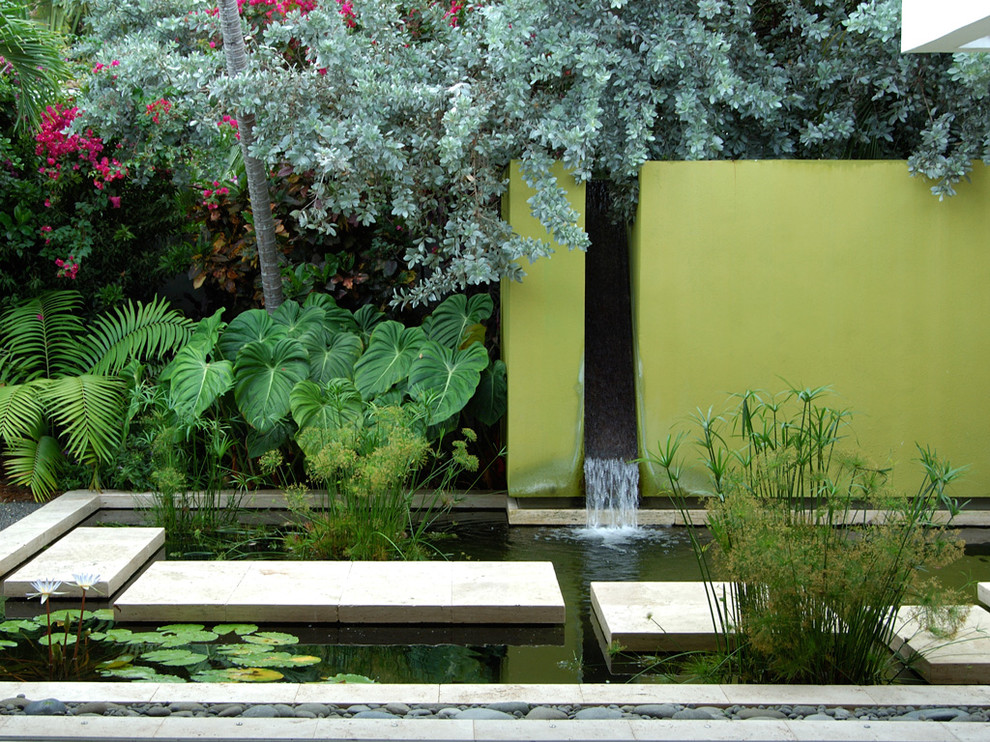A water wall could become a great addition to a backyard pond.