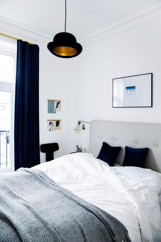 The master bedroom can boast of more colors and shades like navy or gold