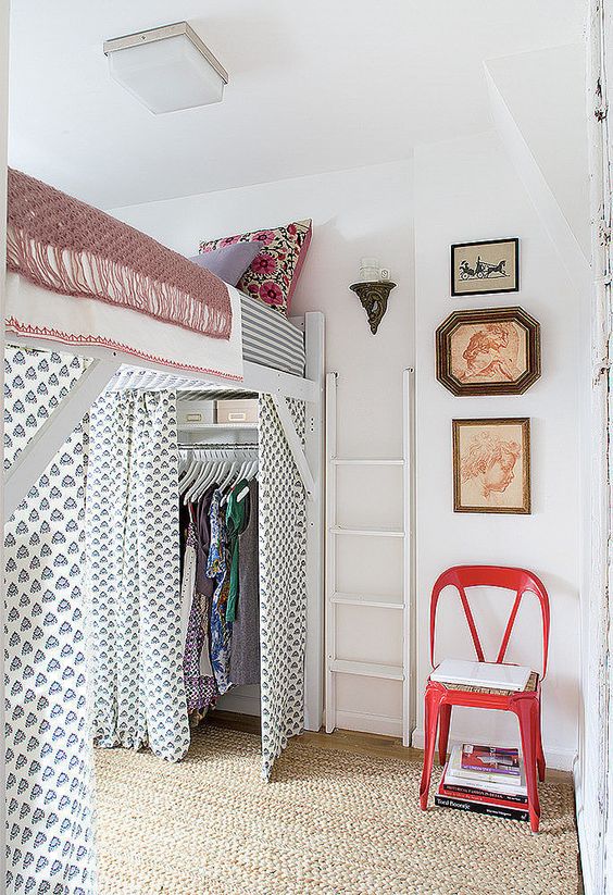bed closet under bedroom teen comfy underneath beds bedrooms bunk decorate organize loft storage space dorm digsdigs raised frame curtain