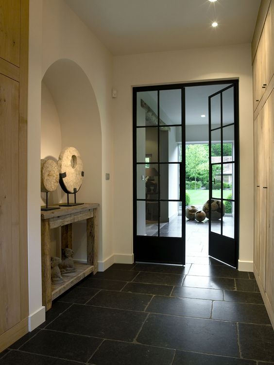 slate stone doors flooring floors tiles rustic door closet floor foyer wood natural interior deuren glass oak entryway entry hallway