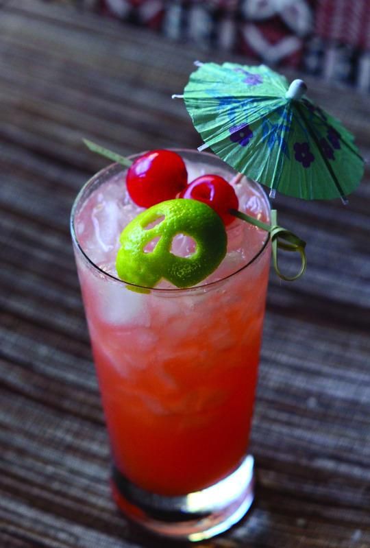 Beachcomber's Zombie cocktail with a skull cut of a lime