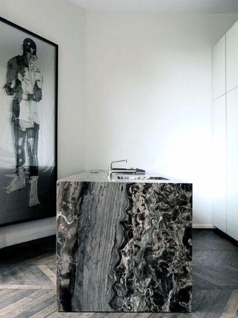 black marble kitchen countertop to die for