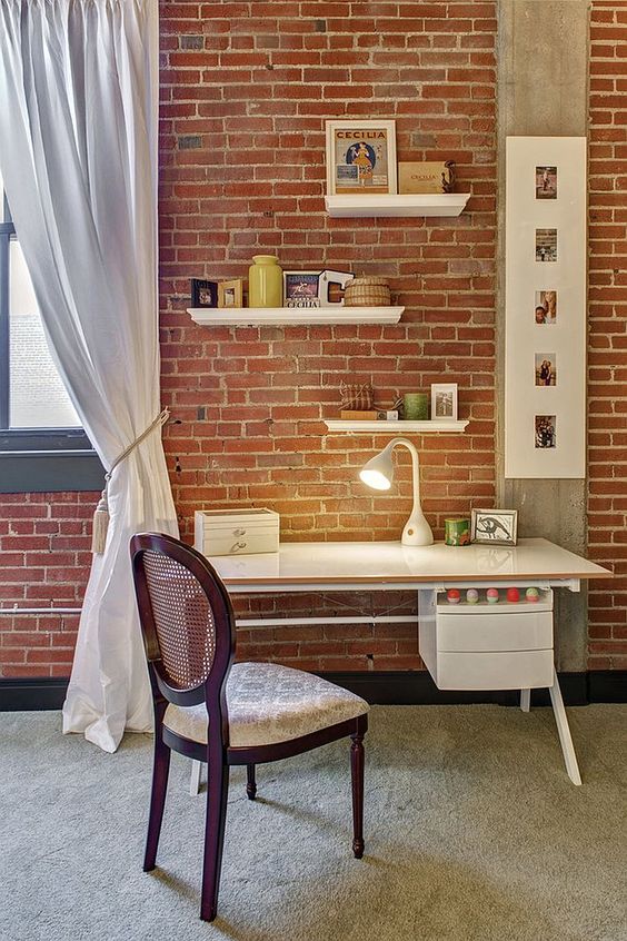 Minimalist Brick Wall Office for Simple Design