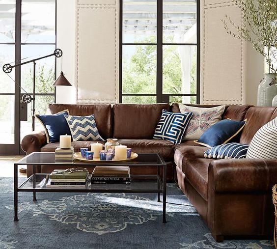 26 Cool Brown And Blue Living Room Designs - DigsDigs