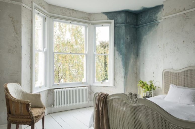 shabby bedroom The bedroom is shabby and decadent, there's a touch of patina on one of the walls