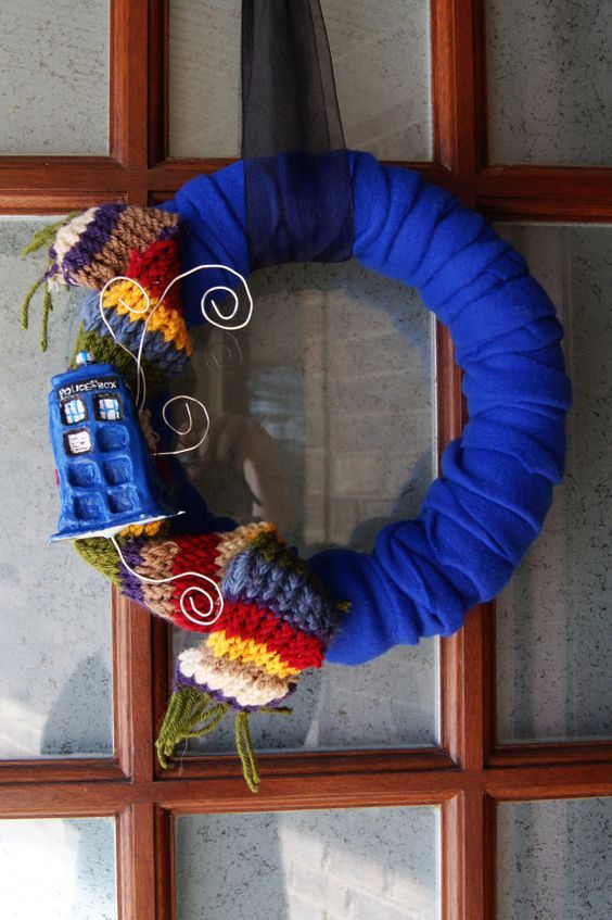 felt wrapped Doctor Who Tardis wreath