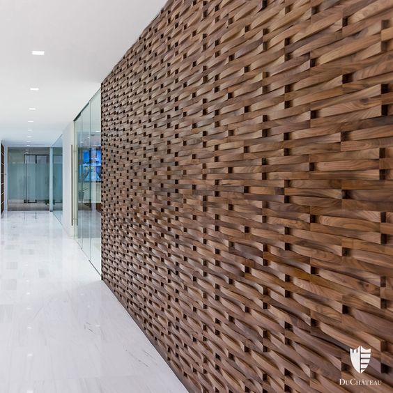dimensional wood wall coverings with any patterns will add a luxury feel to the space