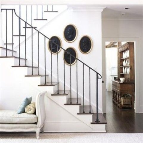 wrought iron stair railing for a modern meets rustic home