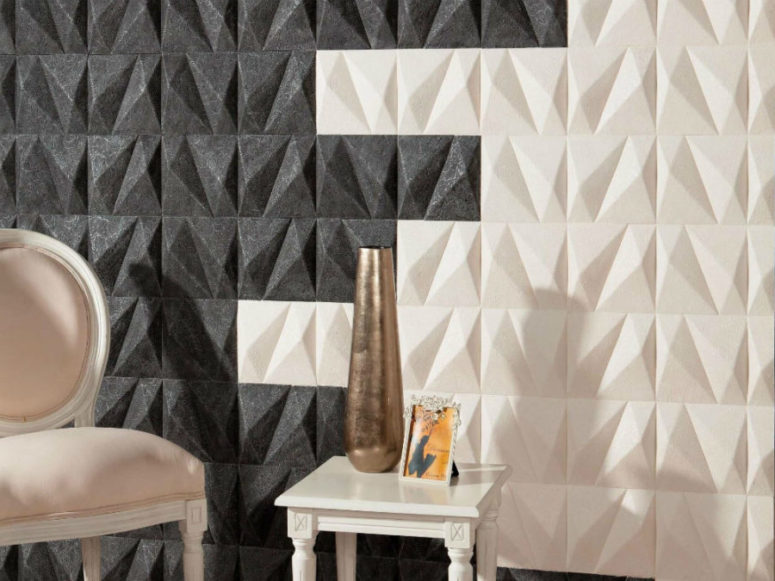 felt panels in two contrasting colors for a bold look