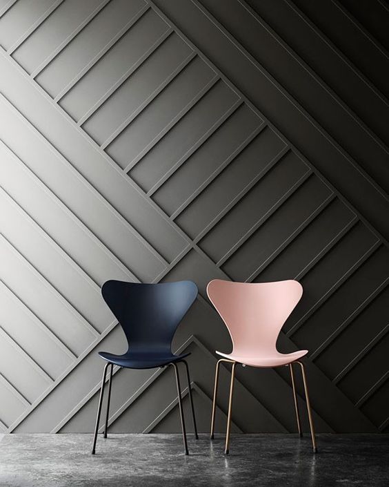 chic sculptural wall covering with a geometric design
