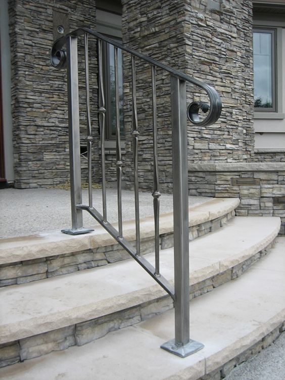 simple minimalist wrought iron handrail and railing