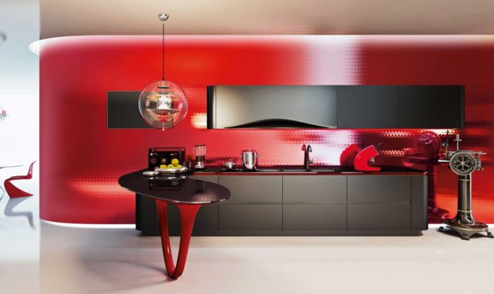 red kitchen design The red lacquer kitchen screams Ferrari race cars and looks really wow