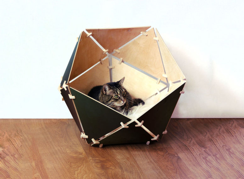 cat bed modern beds plywood designer birch natural cats geometric cozy furniture flat pack chic homes sheepskin yanko yankodesign aesthetic