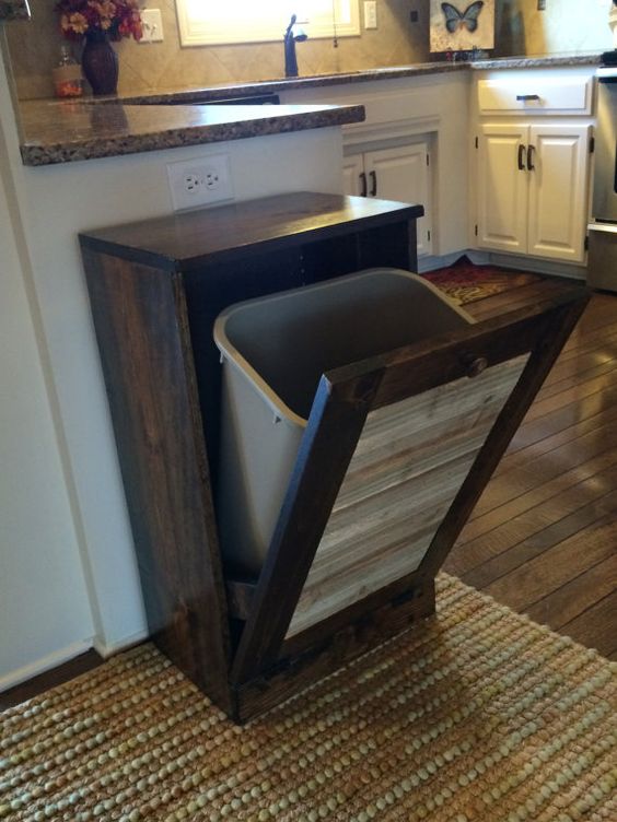 Simple Hidden Trash Can Cabinet for Simple Design