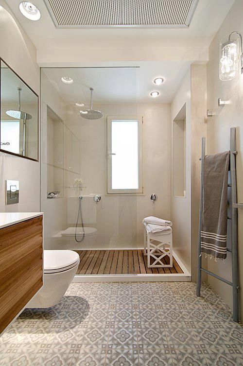 mosaic beige bathroom floor tiles