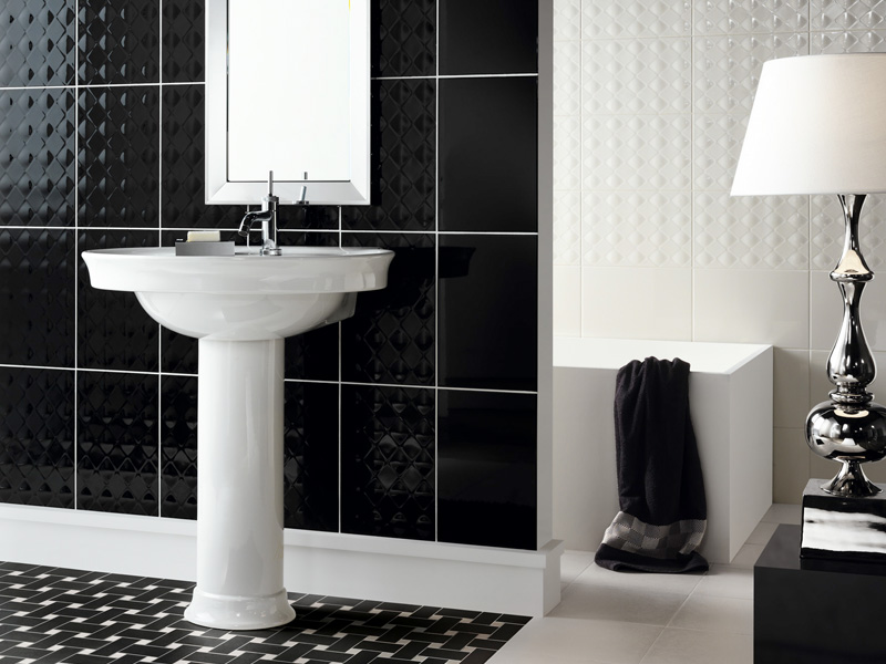 Black tiles for bathroom design and pictures