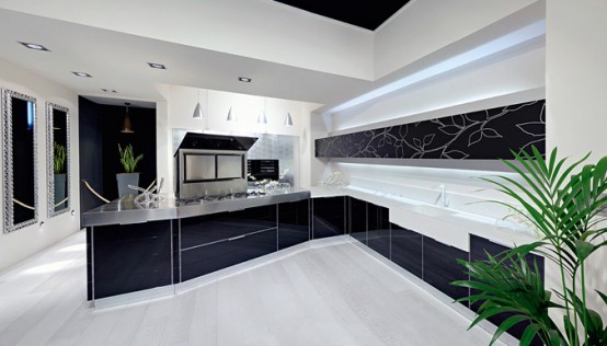 black and white furniture,black and white kitchen,black and white kitchen design,black and white kitchen furniture,black kitchen cabinets,contemporary kitchen design,kitchen island design,modern black and white furniture,modern kitchen,modern kitchen pictures,white kitchen cabinets,kitchen designs