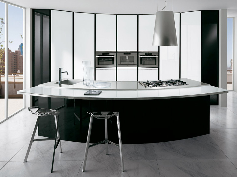 Black White Kitchen with Island