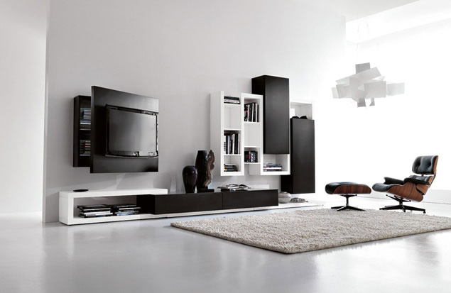 Black and White Living Room Furniture with Functional Tv Stand – Creative 