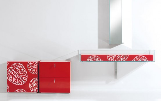 Bright Glass Bathroom Furniture With Floral Motif By Cogliati Cogliati