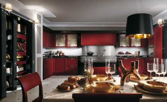 red kitchen