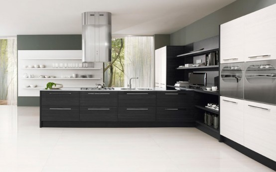 black and white tile kitchen floor. Contemporary Black and White Kitchen