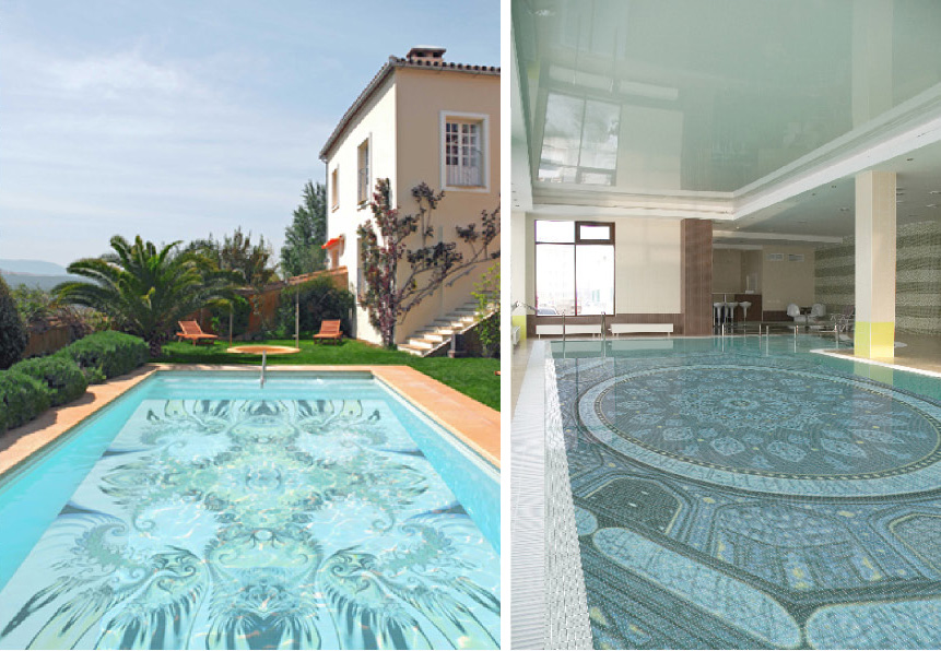 Fascinating Swimming Pool Design with Mosaic Glass Tiles ...
