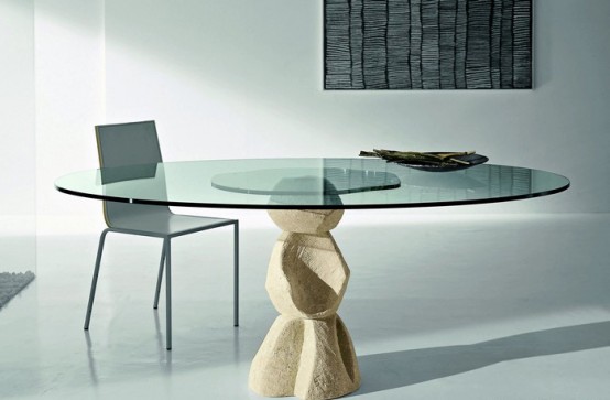 Modern Round Glass Top Dining Table