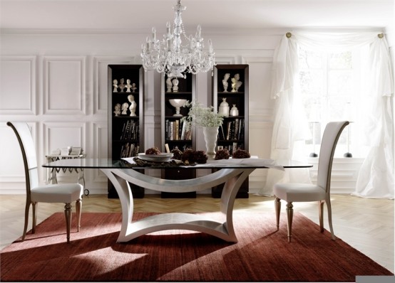 Beautiful Modern Glass Top Dining Room Table