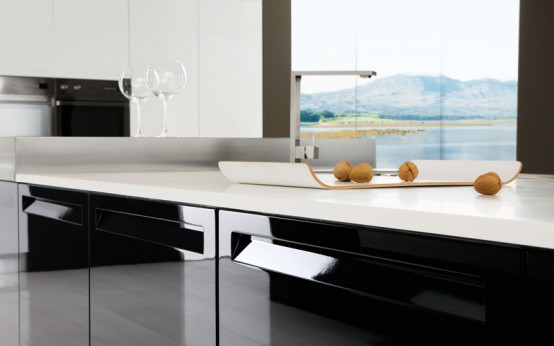 Glossy Black And White Kitchen Diana By Futura Cucine