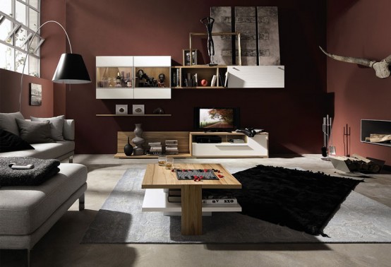 Modern-wooden-coffee-table-in-living-room-with-grey-sofa