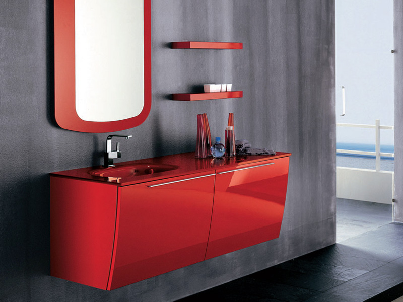 artesi,bathroom cabinets with sliding system,lacquered bathroom furniture,modern bathroom furniture,modern bathroom furniture set,red bathroom,red bathroom cabinets,red bathroom furniture,red bathroom sink,red furniture for modern bathroom,bathroom designs