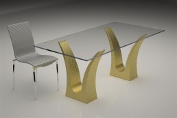 Modern Glass Top Coffee And Dining Tables With Colored Bases Modern Glass Top Coffee And Dining Tables With Colored Bases