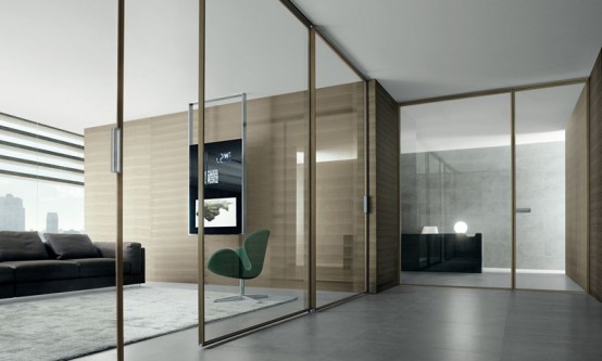  Home Office Decorating Ideas: Modern Interior Glass Doors by Rimadesio