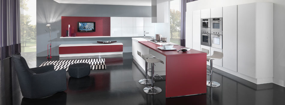You could get more information about this modern red and white kitchen on 