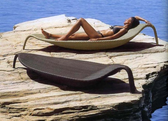 Outdoor Wicker Chaise Lounge Leaf By Dedon
