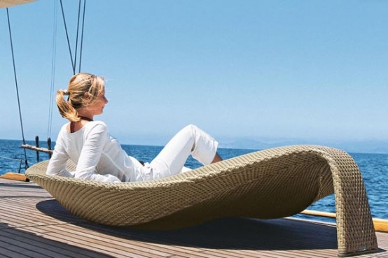 Outdoor Wicker Chaise Lounge Leaf By Dedon