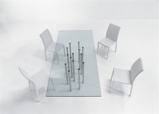 Rectangle And Round Glass Top Dining Tables Mille By Bonaldo