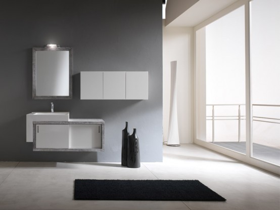 white bathroom, black and white bathroom furniture, BMT, compact bathroom design, furniture for small bathroom, Italian bathroom, minimalist  cabinets, minimalist  furniture,modern  cabinets, modular  furniture