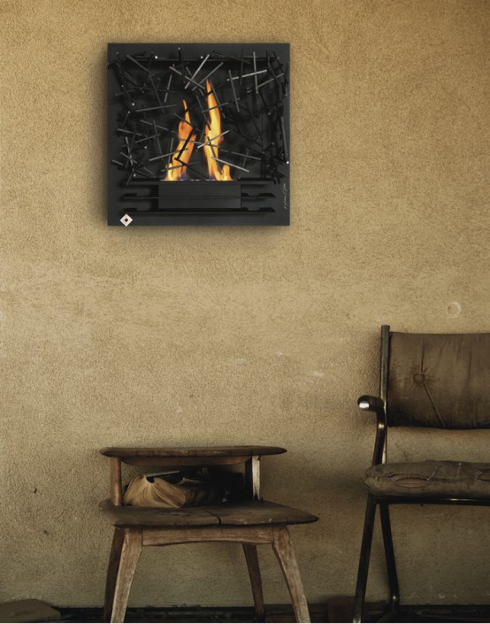 Unique Wall Mounted Fireplace By Aktys