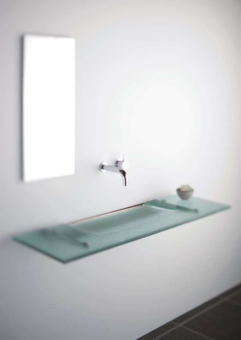 Very Slim Glass Bathroom Sink – Linea Washplane® Seafoam Glass By ...