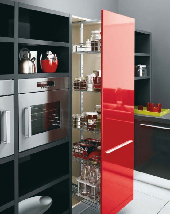 White, Black and Red Kitchen Design ideas | home office decoration