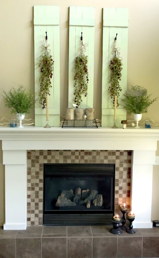 mantel summer decor fireplace decorating shutters mantle plants mantels decorate awesome decoration digsdigs repurpose flowers wood greenery repurposed décor re