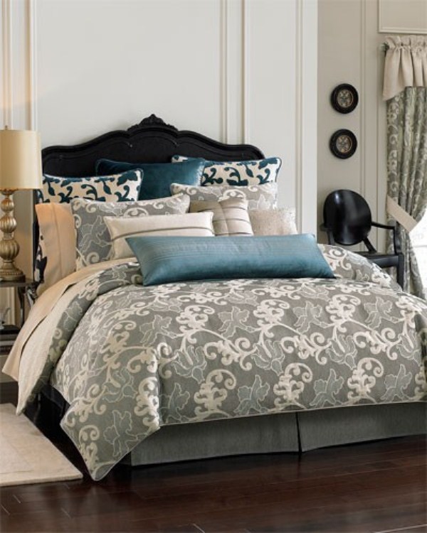 blue bedroom gray bedrooms beautiful grey decor designs bedding digsdigs bed light cream silver wall walls color decorating comforter colors