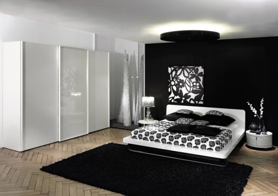 black and white wallpaper for bedroom. stylish lack and white