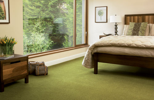 Bedroom In Natural Brown And Green Colors