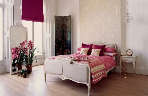 Bedroom With Bright Curtains