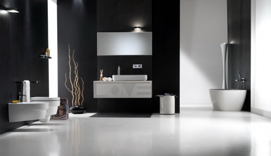 Elegant Black and White Bathroom with modern design