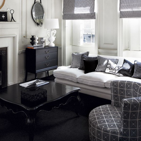 21 Black And White Traditional Living Rooms | DigsDigs