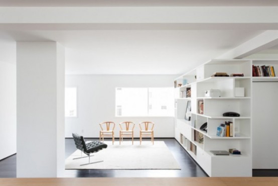 Black And White Minimalist Apartment With Warm Wood Inserts Black And White Minimalist Apartment With Warm Wood Inserts